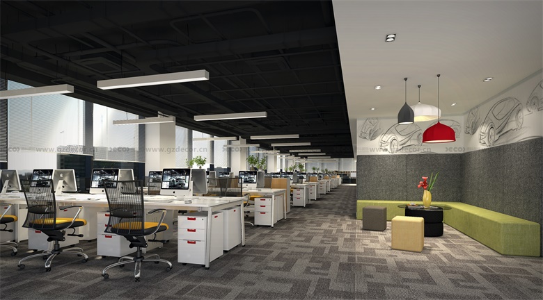 辦公室設(shè)計(jì)裝修可以采用開(kāi)放式辦公區(qū)域，促進(jìn)員工之間的交流和合作